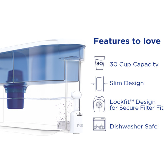 PUR 30-Cup Dispenser Filtration System with Filter 2 in 1 Fast Filtration NEW - Picture 4 of 4